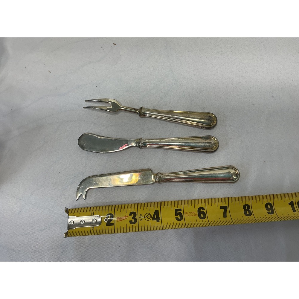 Vintage Silver Plated Cheese Knife Spreader and Fork Set 3 Piece Charcuterie